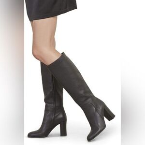 Kenneth Cole NY Justin Tall Knee High Leather Boots Block Heel Black 7 New